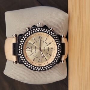 Chico's Crystal Pink Black Quartz Watch